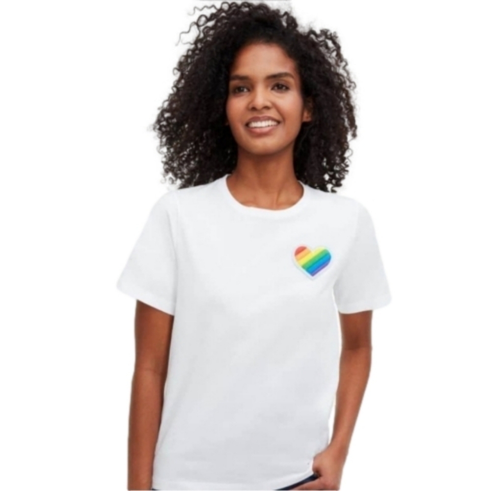 Kate Spade Rainbow Pride Heart Patch T Shirt Size Medium